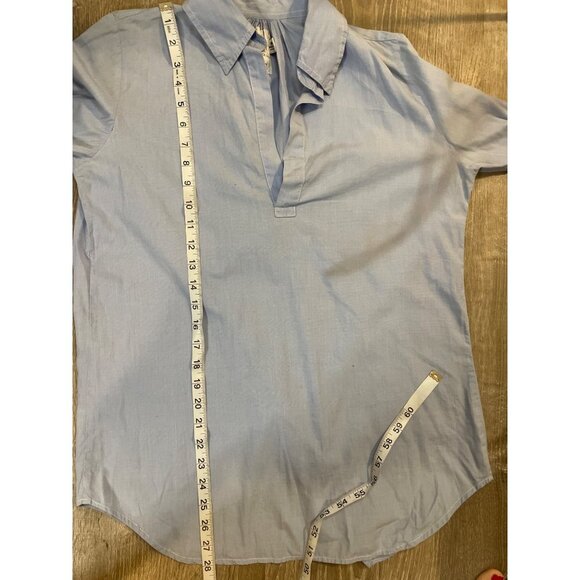 American Colors by Alex Lehr Blue V Neck Collared Long Sleeve Blouse Sz M - Picture 11 of 12